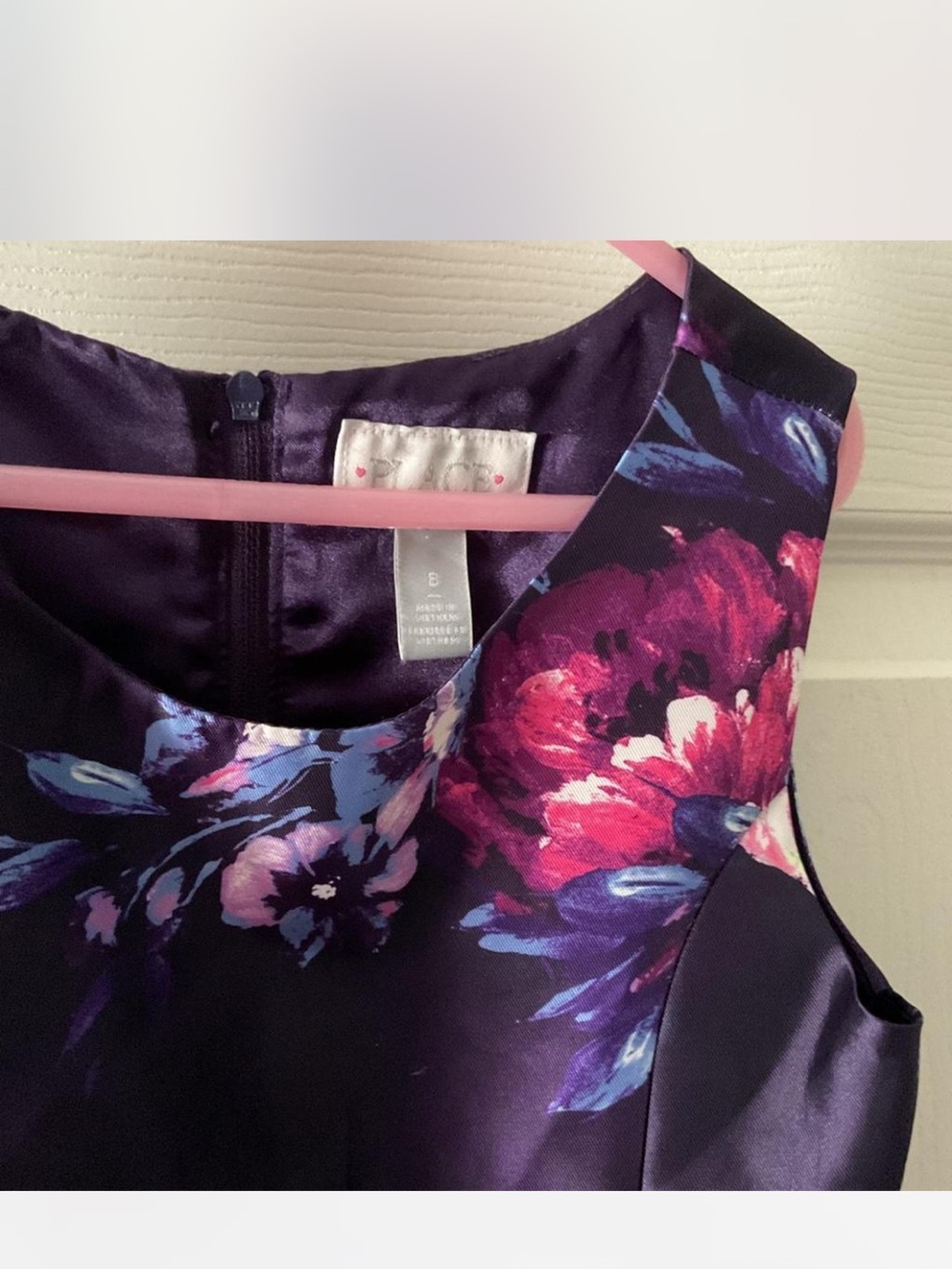 The Children's Place Dark Purple Floral Fit-and-Flare Dress - Picture 2 of 3